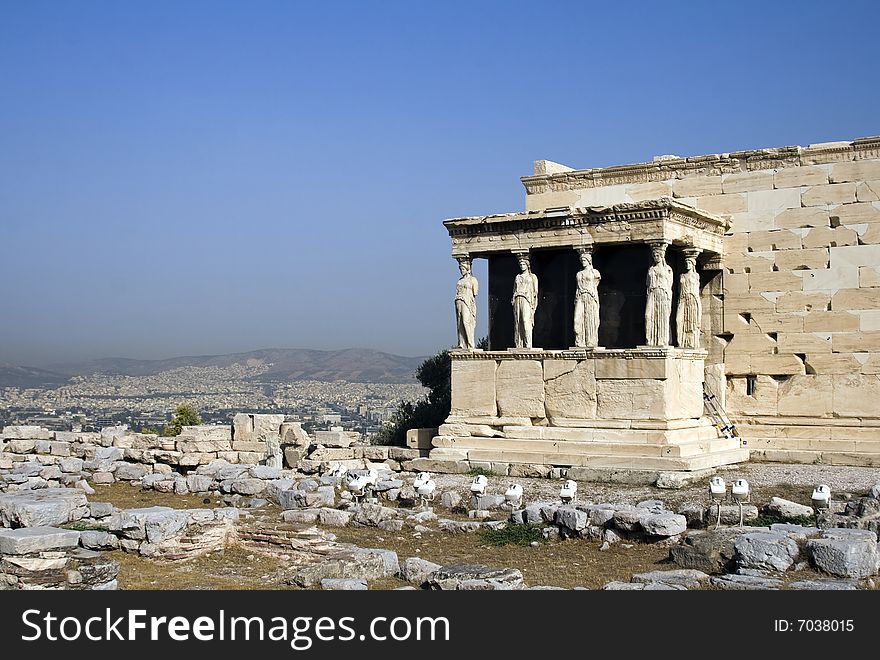 The Acropolis in Greece and blue sky