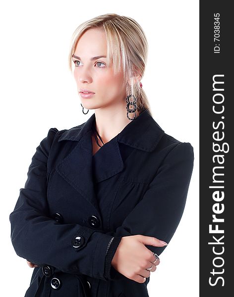 Portrait of young businesswoman in black suit. Portrait of young businesswoman in black suit