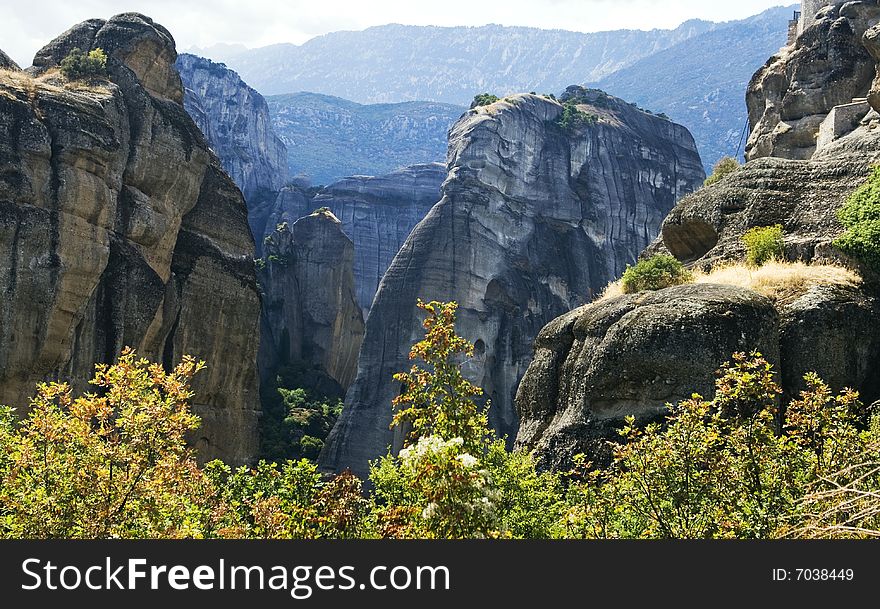 View on the magnificent meteora and its monasteries