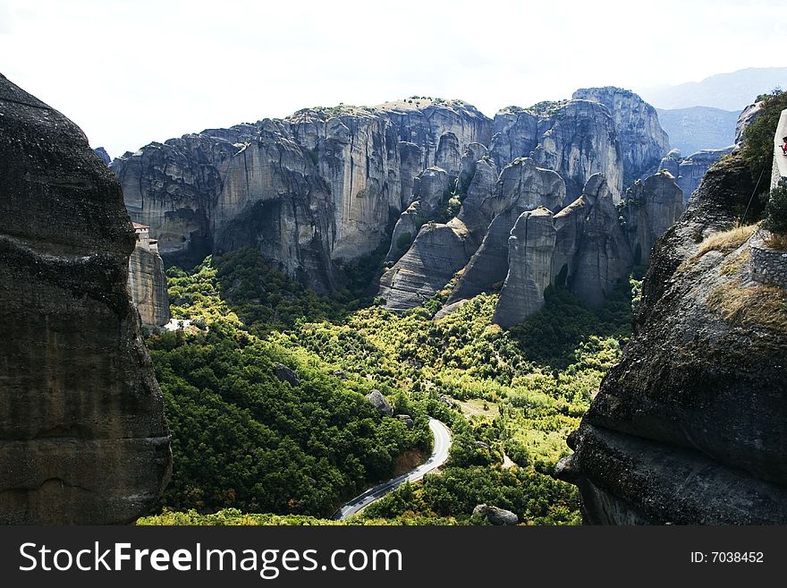 View on the magnificent meteora and its monasteries