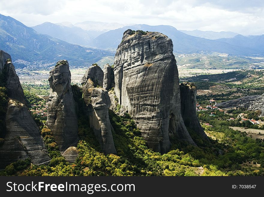 View on the magnificent meteora and its monasteries