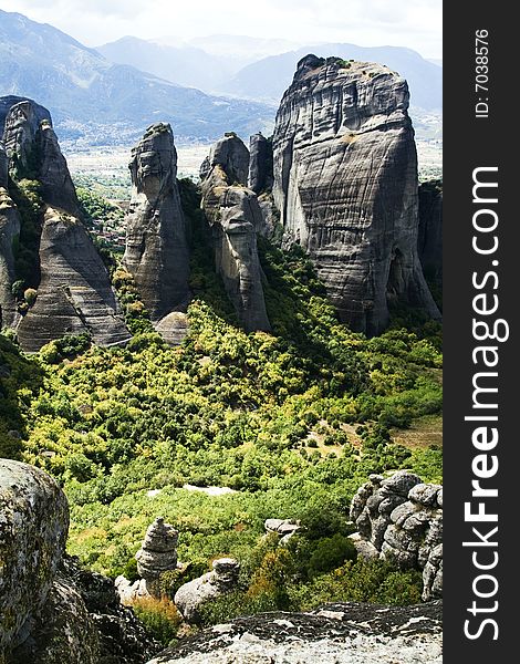 View on the magnificent meteora and its monasteries