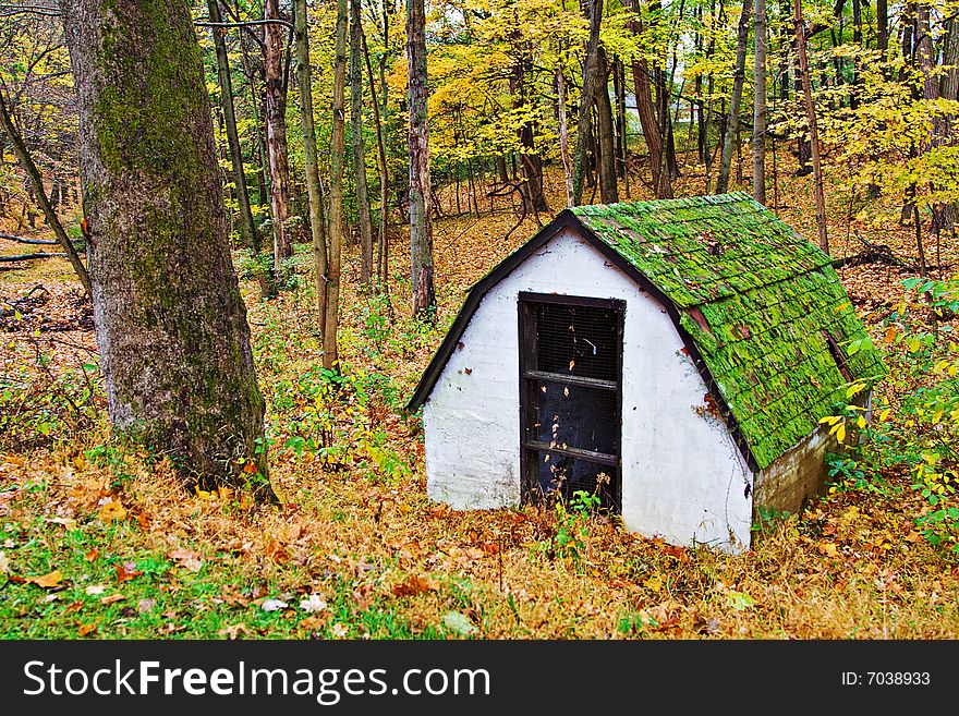 A historical  spring house in autumn - Trenton, New Jersey