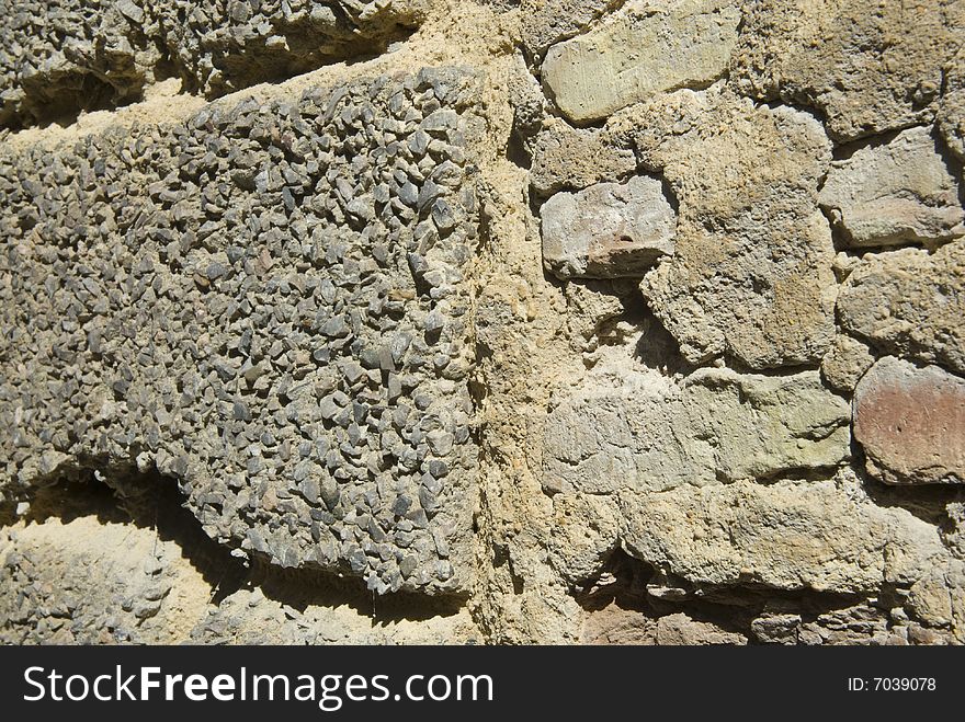 Stone rock and rouhg cement block wall detail 3. Stone rock and rouhg cement block wall detail 3