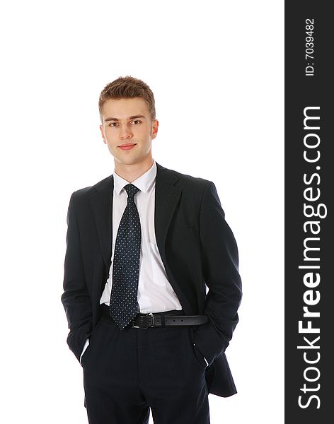 Young and successful businessman smiling