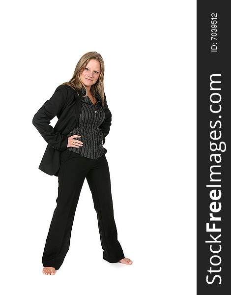 Professional Woman With Legs Spread Apart