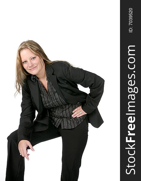 Eager Looking Professional Woman In Black Suit