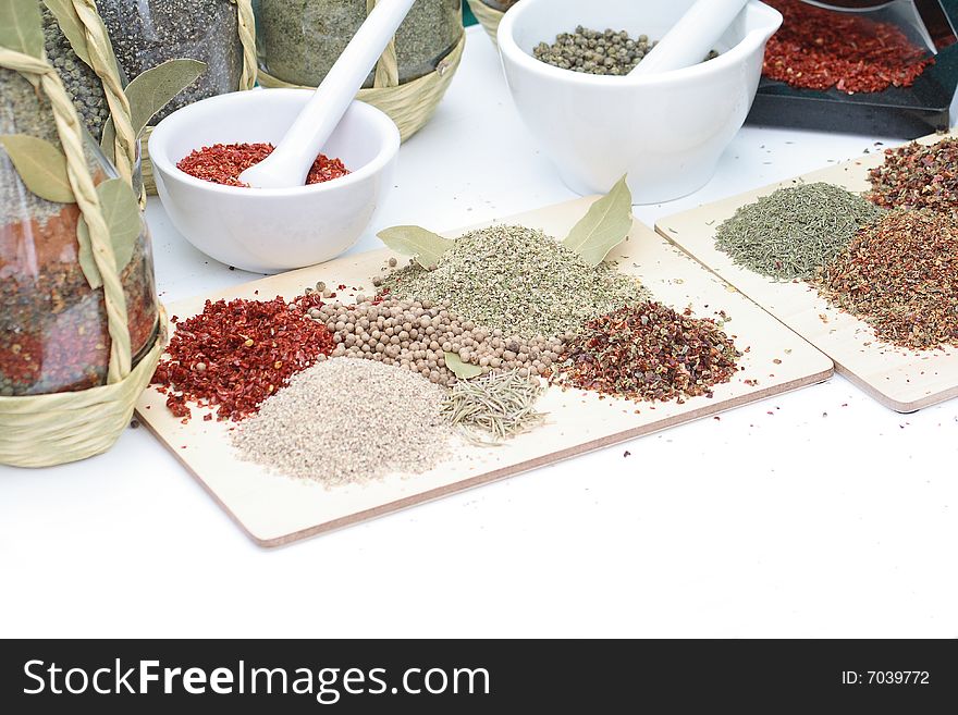 Image of spices on table. Image of spices on table.