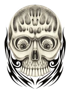 Art Skull Tattoo. Royalty Free Stock Photo