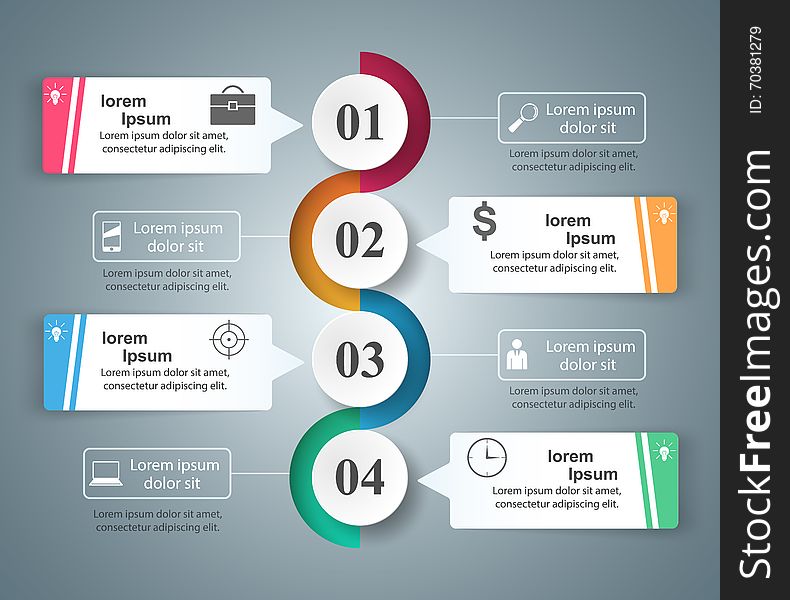 3D Infographic Design Template And Marketing Icons.