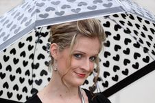 Young Woman With Umbrella Stock Photography
