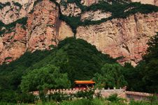 Colored Temple And Red Mountain Royalty Free Stock Photo Colored Temple And Red Mountain Royalty Free Stock Photo