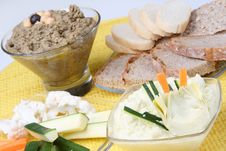Different Sauces With Vegetable Royalty Free Stock Photography Different Sauces With Vegetable Royalty Free Stock Photography