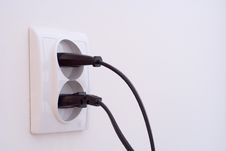 Power Socket With Cables Royalty Free Stock Photography