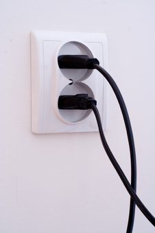 Power Socket With Cables Royalty Free Stock Images