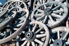 Old Wooden Wagon Wheels Stock Image