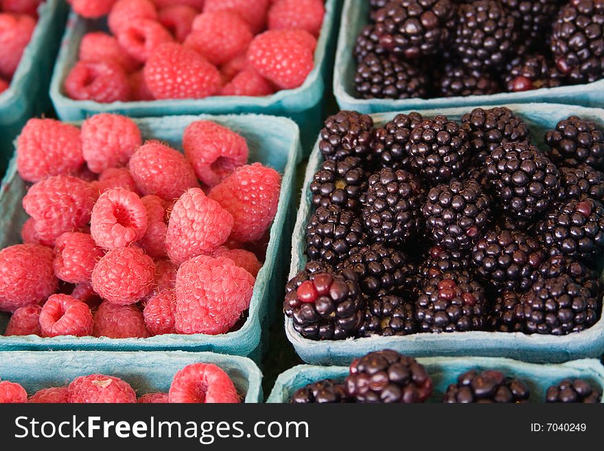 Blackberries and Raspberries at Farmers Market