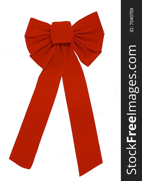 Big red velvet ribbon on white background. Big red velvet ribbon on white background