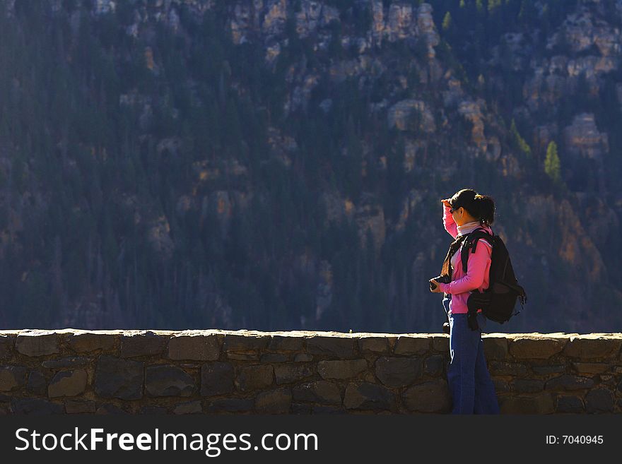 Beautiful girl is enjoying wonderful overview in Oak Creek Caynon, Sedona, Arizona. Beautiful girl is enjoying wonderful overview in Oak Creek Caynon, Sedona, Arizona