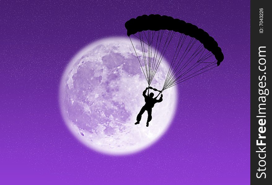 Parachutist in the moon