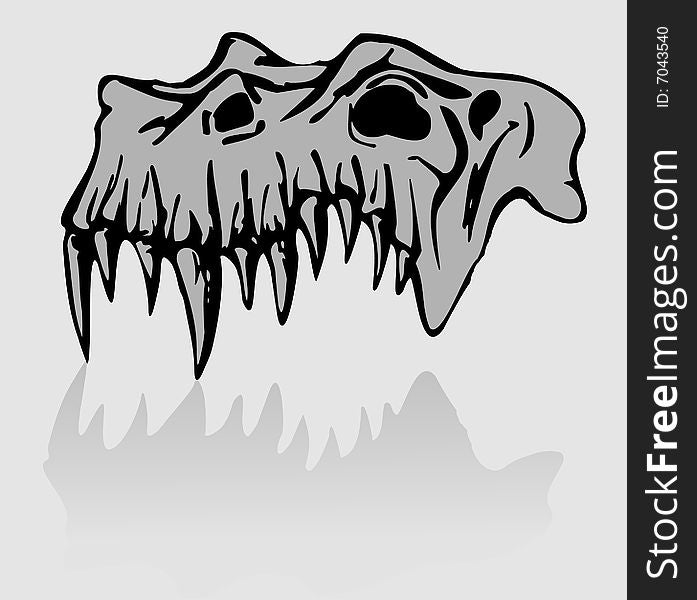 Skull of demon - traced image isolated on white. Additional vector format in EPS (v.8).