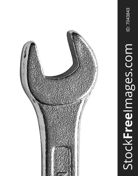 Chrome wrench isolated over white