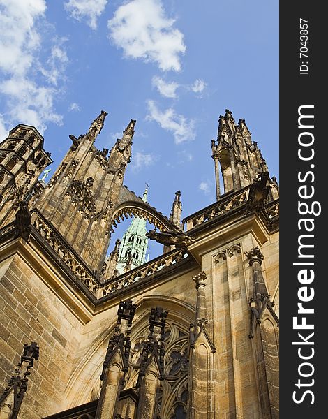 Impressive image of the beautiful architecture of St.Vitus Cathedral from Prague Castle. Impressive image of the beautiful architecture of St.Vitus Cathedral from Prague Castle.