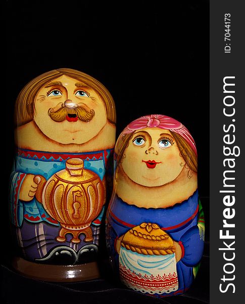 Russian nested dolls family, hand painted. Russian nested dolls family, hand painted