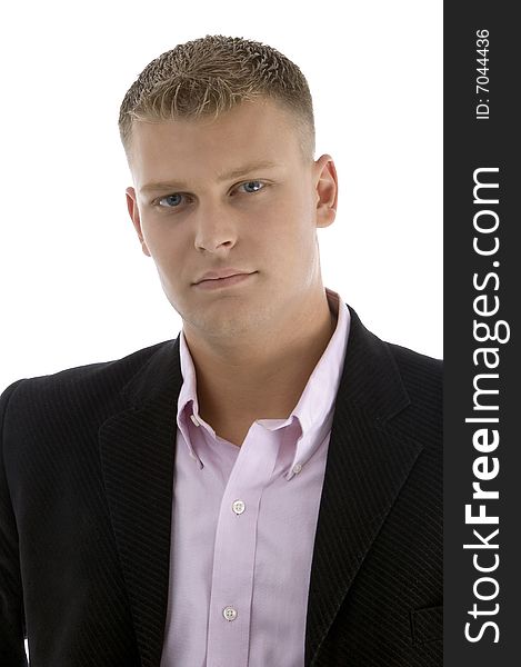 Portrait of young handsome CEO on an isolated white background