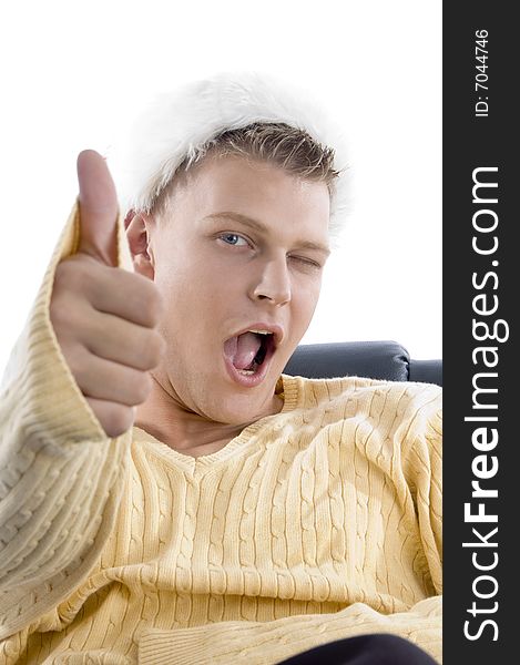 Man showing thumbs up on an isolated background