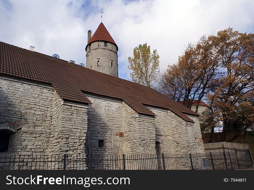 Tower and house in center of Tallinn, Estonia