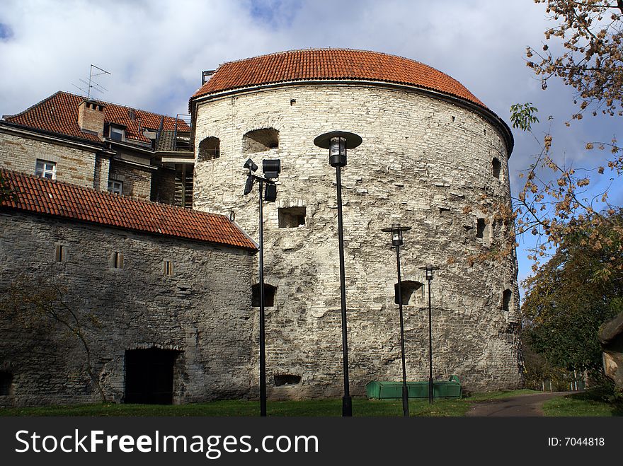 Round tower and wall in Tallinn, Estonia