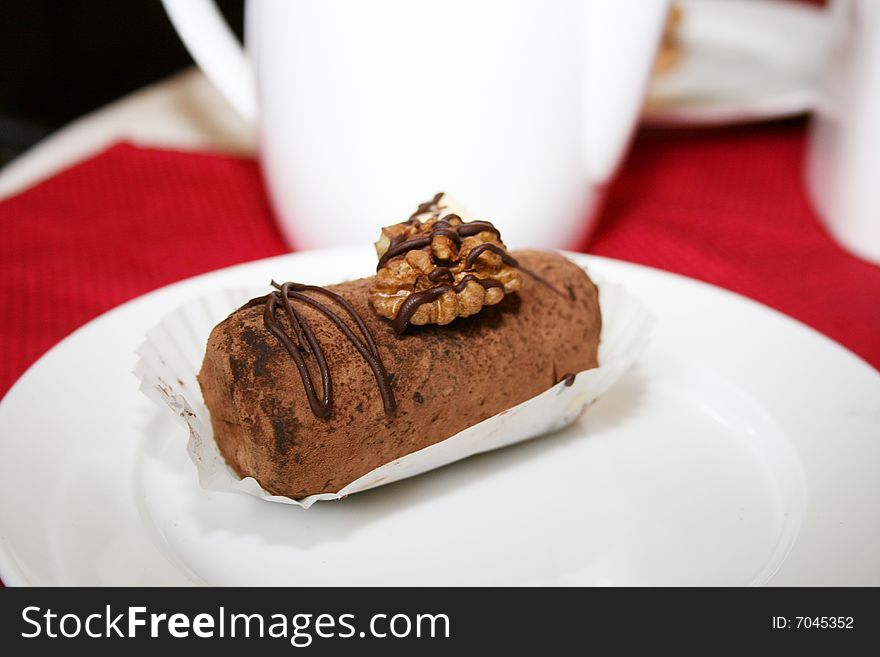 Chocolate Cake with a walnut