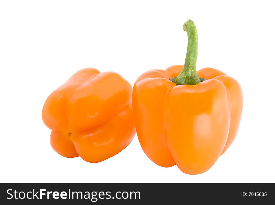 Orange bell pepper isolated on white included a clipping path