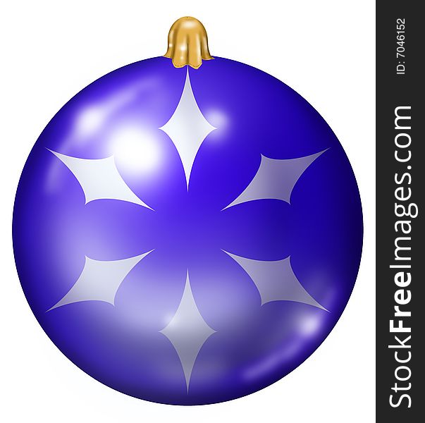 A blue Christmas ball. Digital Illustration.