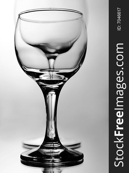 Empty wine glasses, black and white