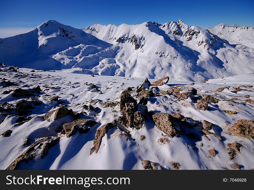 Winter mountains on a bright sunny day, Bulgaria