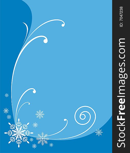 The winter ornament consists of snowflakes and spirals. In the ornament centre there is a big snowflake. The ornament is located on a blue background. The winter ornament consists of snowflakes and spirals. In the ornament centre there is a big snowflake. The ornament is located on a blue background.