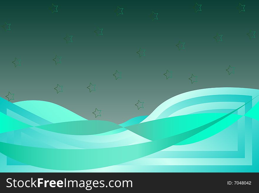 Abstract background with waves and stars