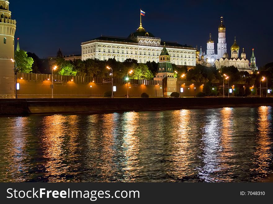 The view of Moscow Kremlin from the bank of Moskva river. The view of Moscow Kremlin from the bank of Moskva river