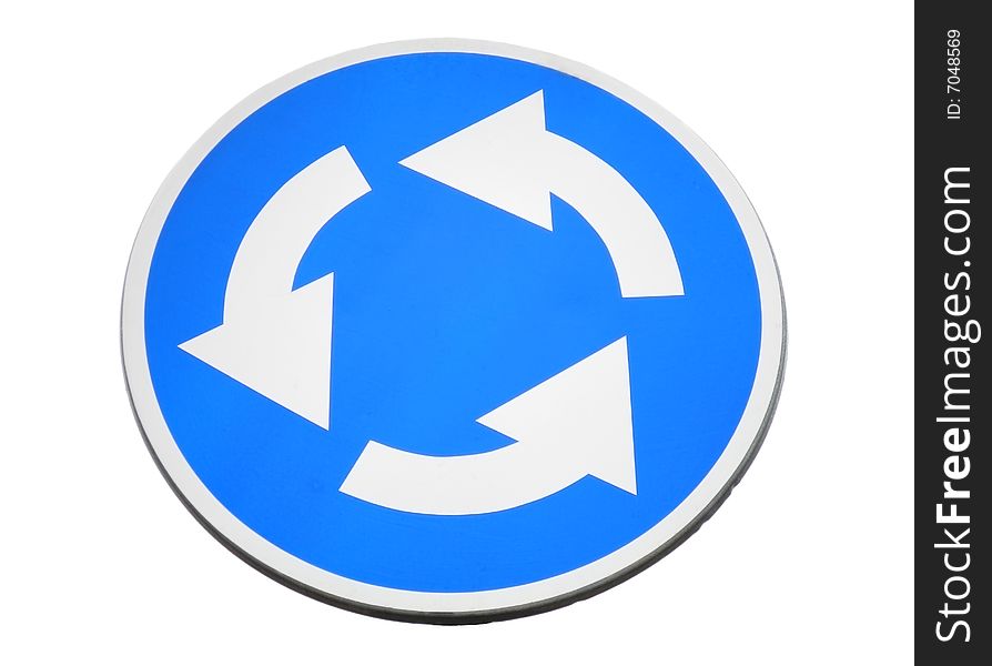 Road sign, motion on a circle in blue color