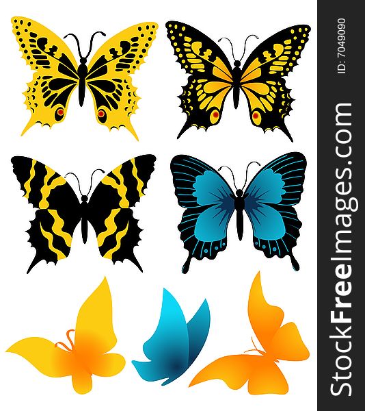 Butterflies, vector illustration, AI file included. Butterflies, vector illustration, AI file included