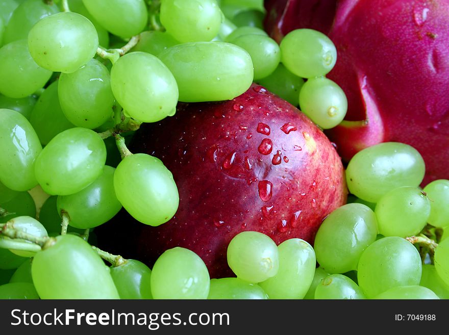 Red apples and green grape. Red apples and green grape