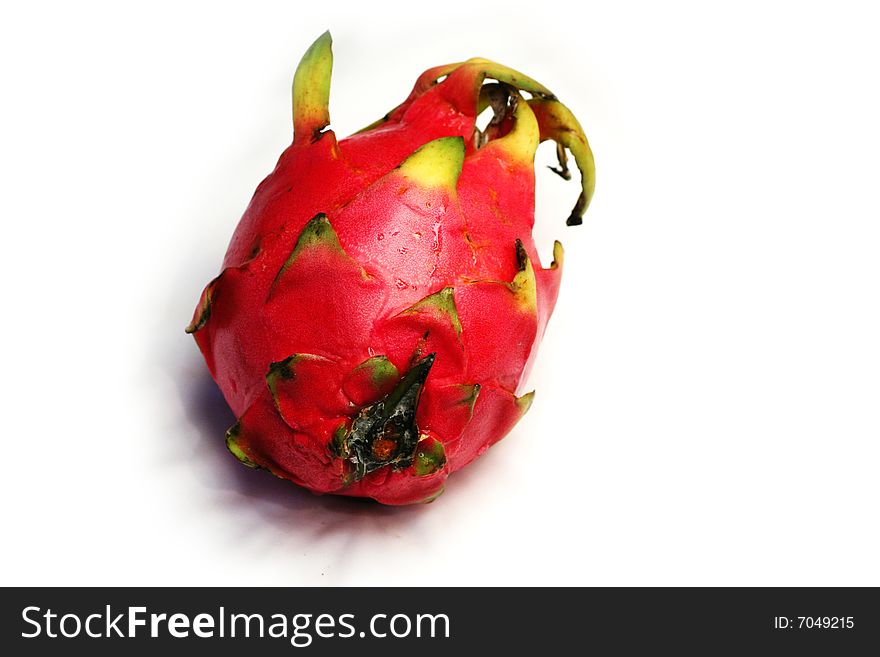 Red Dragon fruit with white background