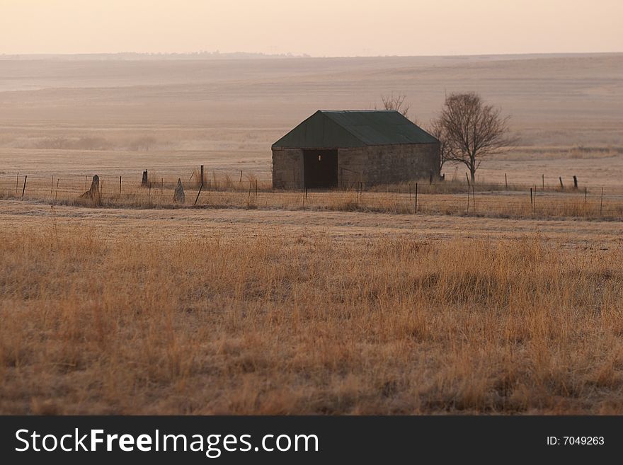 Stone Barn At Dawn