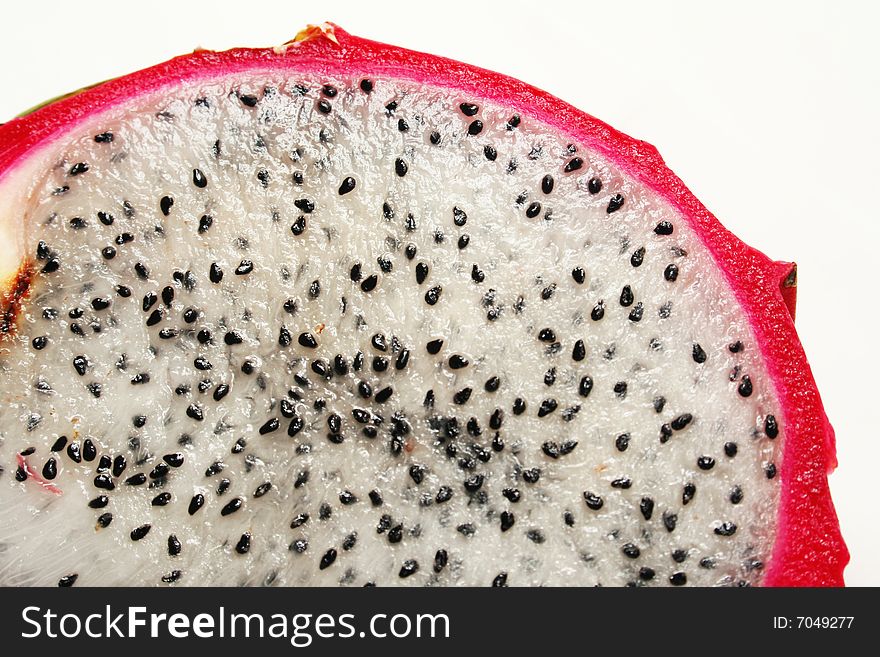 Red Dragon fruit with white background,cutted