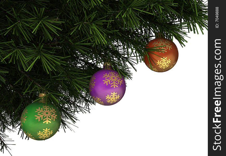 Christmas balls on the New Year tree isolated on white background