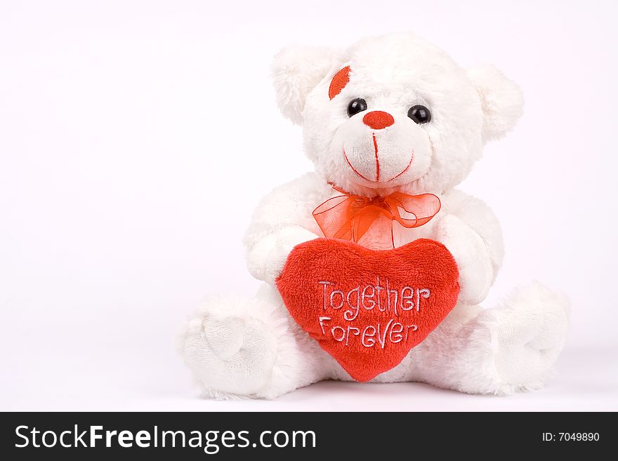 Sweet white valentine teddy-bear. Sweet white valentine teddy-bear