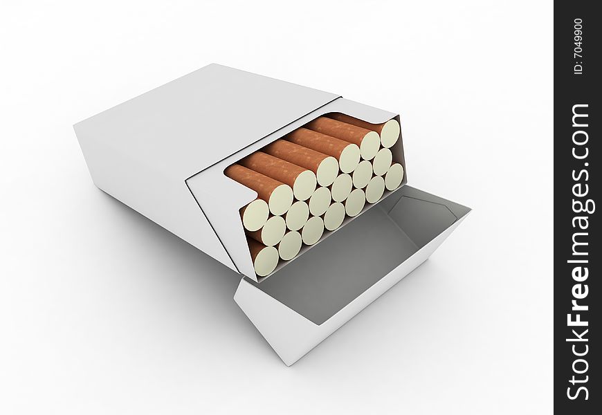 Open Pack Of Cigarettes Isolated On White