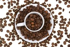 Background With White Mug Full Of Coffee Beans Stock Photo Background With White Mug Full Of Coffee Beans Stock Photo
